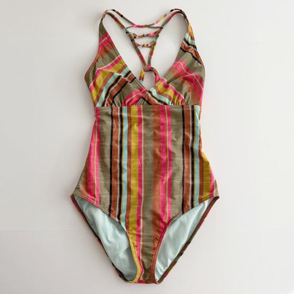 [Prana] Multi-Color Fergusen Cacti Soleil Stripe One-Piece Swimsuit Sz Medium M - Picture 4 of 14